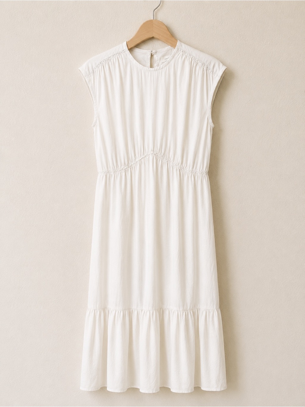 Treasure & Bond Sleeveless Ivory Tiered Cap Sleeve Flowy Cottagecore Maxi Dress